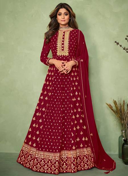 Red Colour AASHIRWAD Heavy Wedding Wear Real Georgette Latest Designer Suit Collection 9193